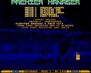 Premier Manager (Amiga) screenshot: Match introduction