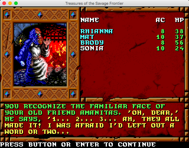 Dungeons & Dragons: Forgotten Realms - The Archives Collection 2 (Macintosh) screenshot: Treasures of the Savage Frontier - Reunion with an old friend