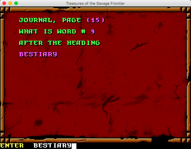 Dungeons & Dragons: Forgotten Realms - The Archives Collection 2 (Macintosh) screenshot: Treasures of the Savage Frontier - Code protection screen