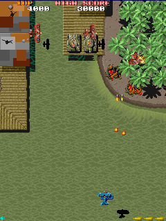 Sky Shark (Arcade) screenshot: Tanks to contend with.