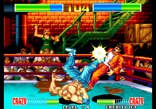Aggressors of Dark Kombat (Arcade) screenshot: Nice sweeping kick.