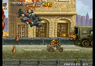 Metal Slug 4 (Arcade) screenshot: Big gunship.