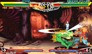Darkstalkers 3 (Arcade) screenshot: Bishamon has katana - sword is pretty useful