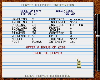 Premier Manager 2 (Amiga) screenshot: Contract offer
