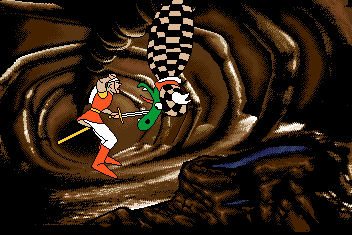 Dragon's Lair II: Time Warp (Amiga) screenshot: ... and were moved to some other time and space...