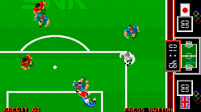Fighting Soccer (Arcade) screenshot: On the Attack.