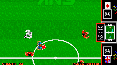 Fighting Soccer (Arcade) screenshot: Pass it.