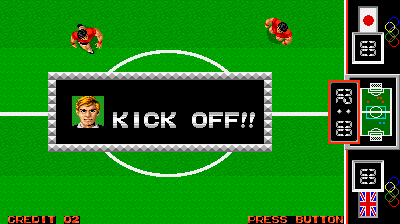 Fighting Soccer (Arcade) screenshot: Kick Off.