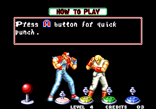 Fatal Fury 2 (Arcade) screenshot: Tutorial