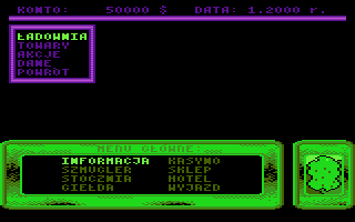 Wyprawy Kupca (Atari 8-bit) screenshot: Information menu