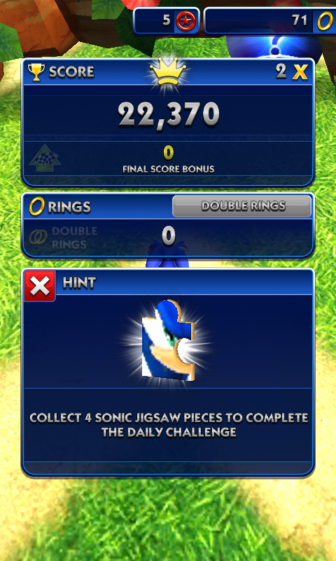 Sonic Dash (Android) screenshot: Results
