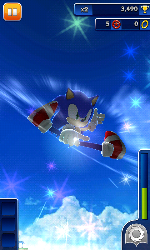 Sonic Dash (Android) screenshot: Stroke Sonic for extra rings