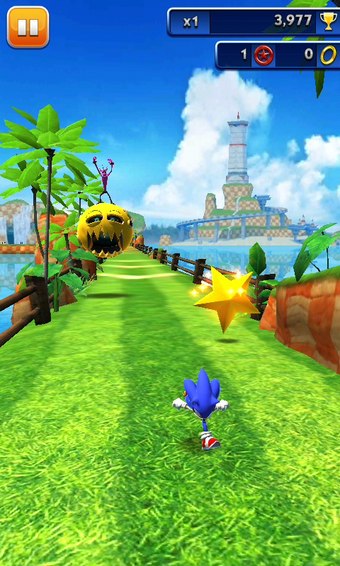 Sonic Dash (Android) screenshot: Just dodge the stars he throw at you
