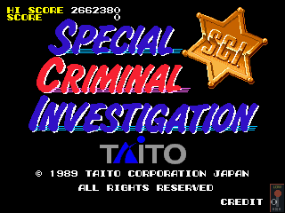 S.C.I.: Special Criminal Investigation (Arcade) screenshot: Title Screen.
