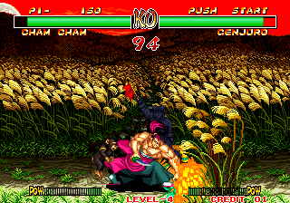 Samurai Shodown II (Arcade) screenshot: Hard punch makes boom!
