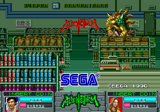 Alien Storm (Arcade) screenshot: There's a short intro before each mission (attract mode)