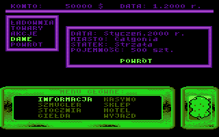 Wyprawy Kupca (Atari 8-bit) screenshot: Gameplay data