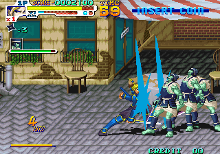 Sengoku 3 (Arcade) screenshot: Blue slash