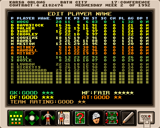 Premier Manager (Amiga) screenshot: Player's name editor