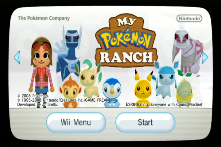 My Pokémon Ranch (Wii) screenshot: Start Screen