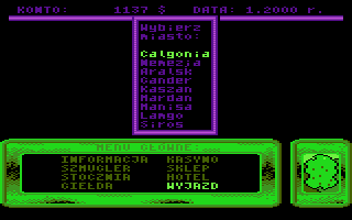 Wyprawy Kupca (Atari 8-bit) screenshot: Travel into a new city