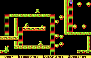Trisz Divinis (Atari 8-bit) screenshot: Well guarded key in the middle