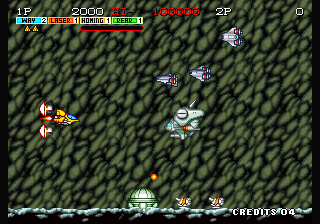 Andro Dunos (Arcade) screenshot: Keep blasting.