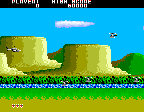 Airwolf (Arcade) screenshot: Here come the enemy.