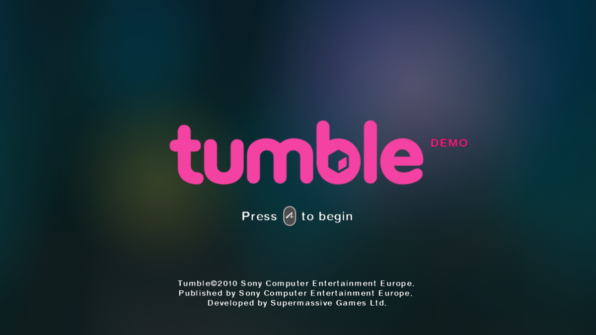 Tumble (PlayStation 3) screenshot: Title screen (demo version)