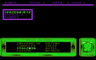 Wyprawy Kupca (Atari 8-bit) screenshot: Yard sell/buy