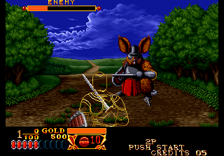 Crossed Swords (Arcade) screenshot: Giant mouse to fight.