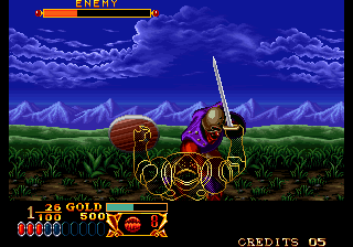 Crossed Swords (Arcade) screenshot: You've been hit.