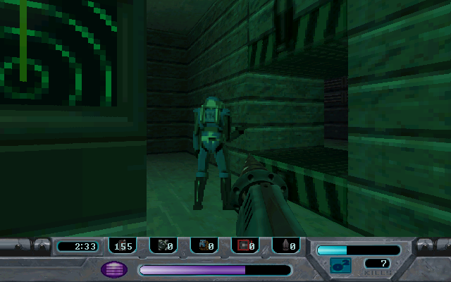 Rebel Moon Rising (Windows) screenshot: Sneaking up on an unsuspecting UN Bluesuit.