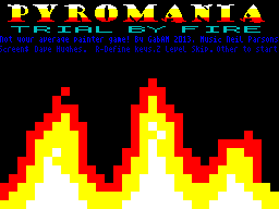 Pyromania: Trial By Fire (ZX Spectrum) screenshot: Title screen