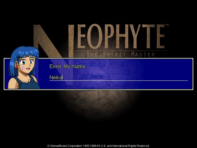 Neophyte: The Spirit Master (Windows) screenshot: You can name the Neophyte in this game.
