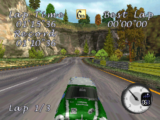 All Star Racing (PlayStation) screenshot: Crappy view