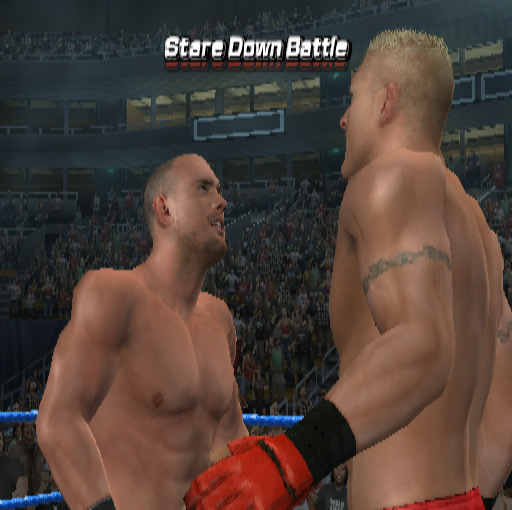 WWE Smackdown vs. Raw 2006 (PlayStation 2) screenshot: There is a game option to play one of three pre-fight mini-games such as the Stare Down Battle, Lock Up, or Test Of Strength