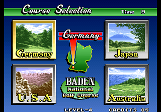Neo Turf Masters (Arcade) screenshot: Course Selection.