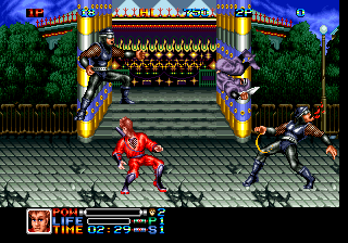 Ninja Combat (Arcade) screenshot: Three big ninja's.