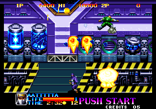 Ninja Commando (Arcade) screenshot: Getting further in.