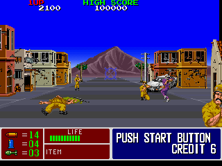 Operation Thunderbolt (Arcade) screenshot: Take out the soldiers.