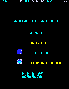 Pengo (Arcade) screenshot: Start Screen.
