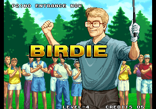Neo Turf Masters (Arcade) screenshot: Celebrating a Birdie.
