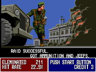 Operation Thunderbolt (Arcade) screenshot: Got ammo and jeep.