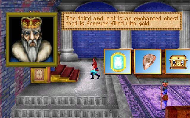 King's Quest: Quest for the Crown (Windows) screenshot: The King describes the quest to you...he seems a lot thinner compared to the original King