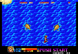 Ninja Commando (Arcade) screenshot: Wading through the water.