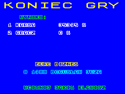 Euro Biznes (ZX Spectrum) screenshot: Game over