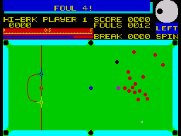On Cue (ZX Spectrum) screenshot: Snooker - power selection