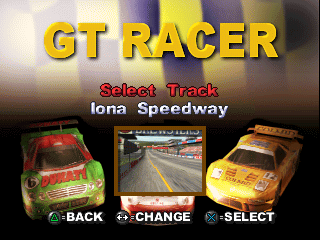 All Star Racing (PlayStation) screenshot: GT Racer - Select Track - Iona Speedway