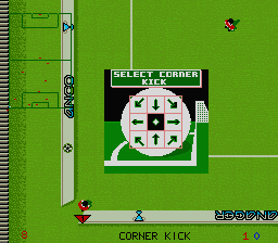 Kick Off 2 (Sharp X68000) screenshot: Taking a corner kick